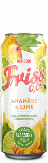 FRISS 0,0% ANANÁSZ-LIME ALACSONY KALÓRIATARTALOMMAL